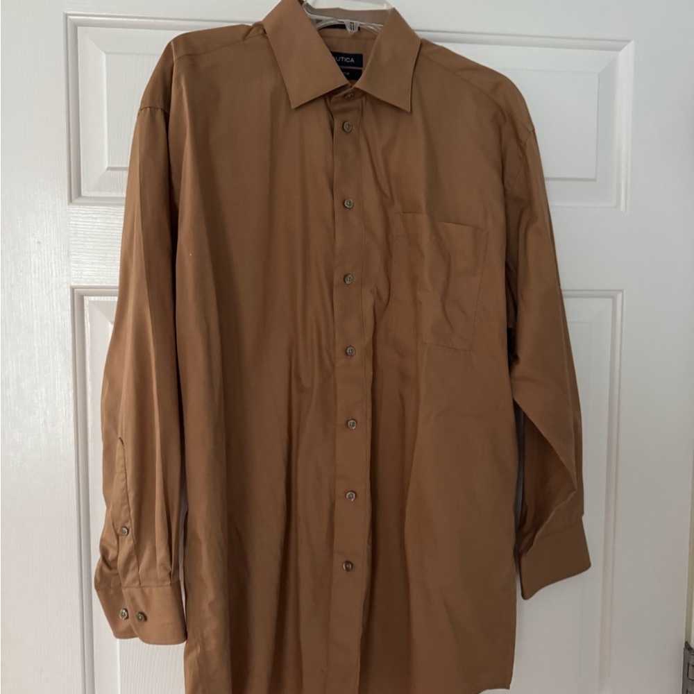 Nautica Brown Dress Shirt Classic Design